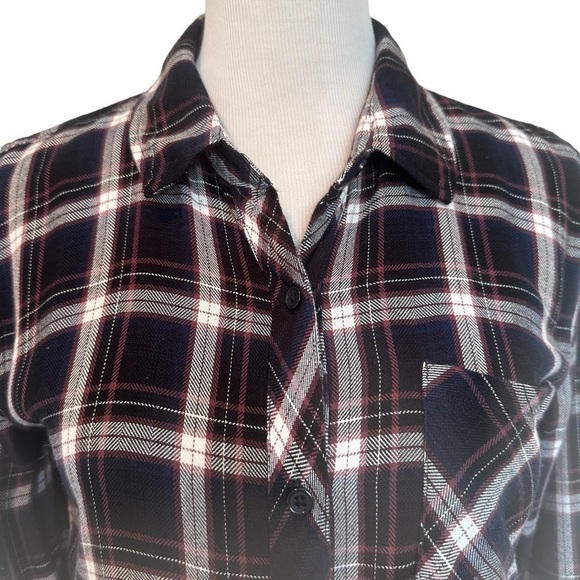Rails cotton flannel blue, maroon,and white plaid long sleeve shirt - Picture 4 of 10